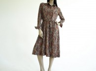 Vintage 1970s Jamison Rust Paisley Dress