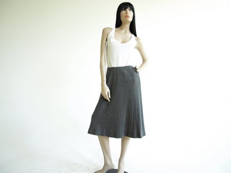 Vintage 1970's Cashmere skirt - Gray Ballantyne Ribbed Skirt