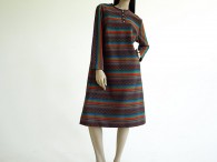 Vintage 1960s Dress - Ethnic Stripe Knit Dress