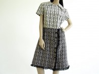 Vintage 1960's Brown/Cream Aztec Print Dress