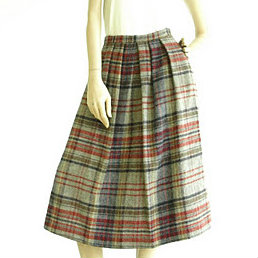 Vintage 1970's Red/Grey Plaid John Meyer Midi Skirt