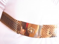 Vintage 1970's Gold Fish Scale Belt - Cinch Belt