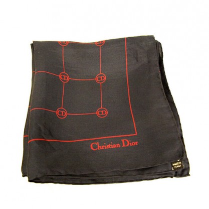 Vintage Designer Christian Dior Logo Silk Scarf
