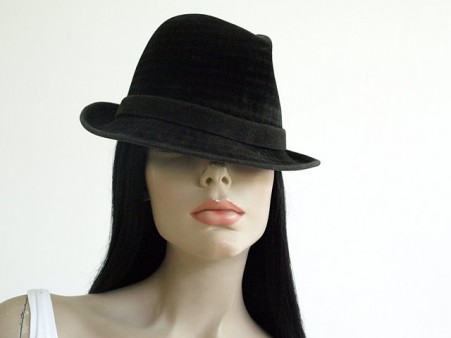 Vintage Italian Check Plaid Velour Fedora Hat