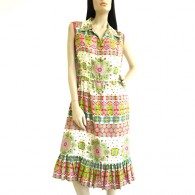 Vintage 1960s Malaysian Silk Print Dress