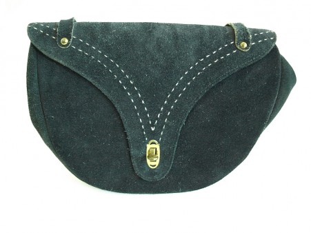 Vintage 1960's/1970's Navy Purse Suede Saddle Shoulder Bag