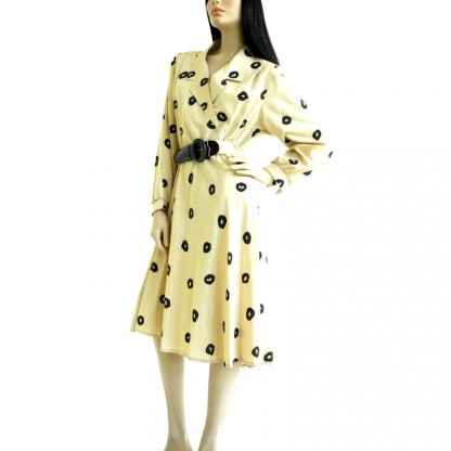 Vintage 1970s/1980s Leslie Fay Tan Leopard Dress