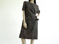Vintage Brown Block Print Sheath Dress