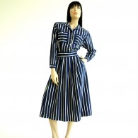 Vintage 1980s Lanz Nautical Stripe Dress