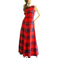 Vintage 1960/70's Red Plaid Sleeveless Maxi Dress